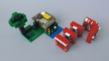 LEGO Minecraft, The Mushroom House (21179), Disassembled